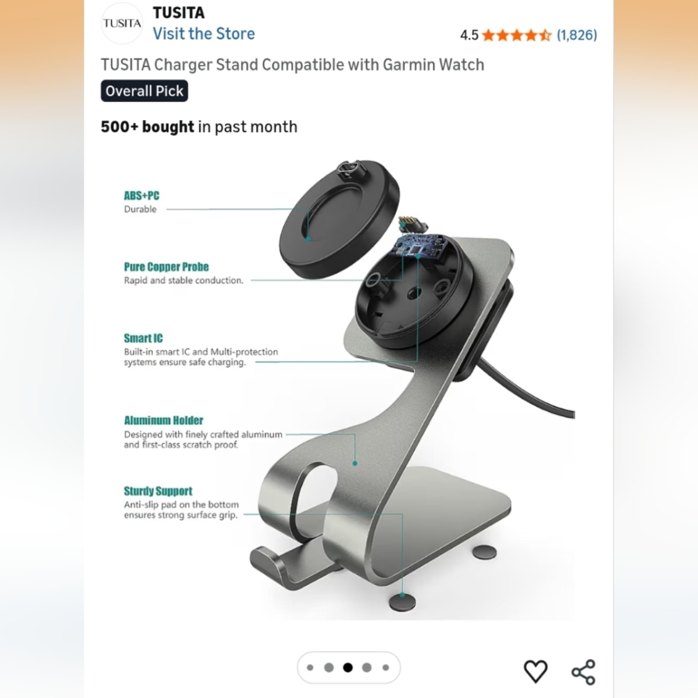 New! TUSITA Charger Stand for Garmin Watch Wide Compatibility